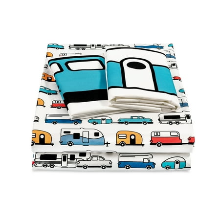 Camco 53299 Multi-Color RV Life is Better at the Campsite Queen Size Sheet Set