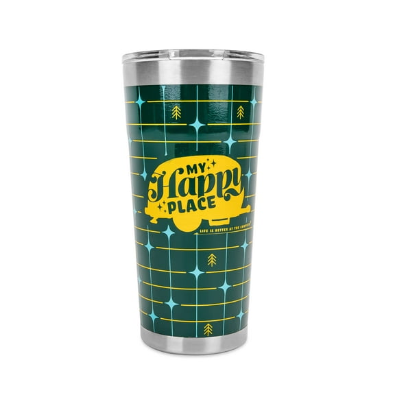 Camco 53325 Libatc, Wrapped Tumbler, Green Grid, 20Oz