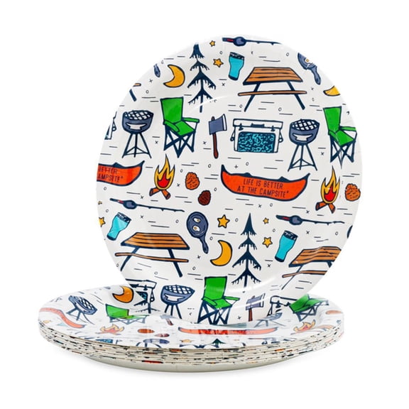 Camco 53377 7" Paper Plates - Campsite Pattern, 25-Count
