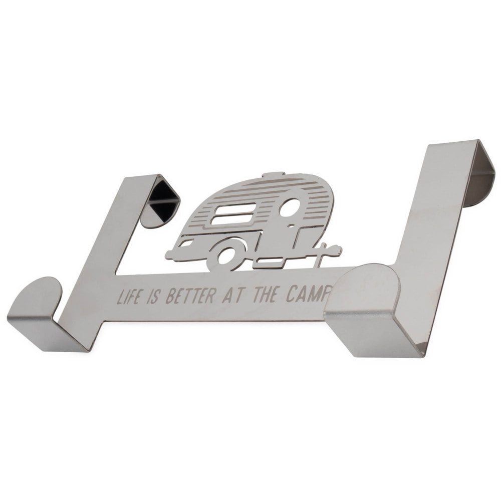 Silver Stainless Steel Over-the-Cabinet Hooks with Retro RV Design