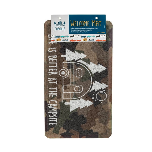 Camco 53449 "Life is Better at the Campsite" Campsite Scrub Rug - 26.5" x 15", RV Camo