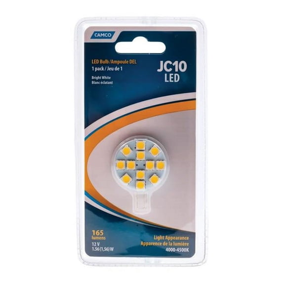 Camco 54627 LED Replacement Bulb - C10 (G4 Chip, Bi-Pin) 1-Pack