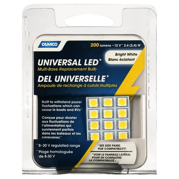 Camco 54640 LED Replacement Bulb Multi-Base Kit - 12 LED 200lm