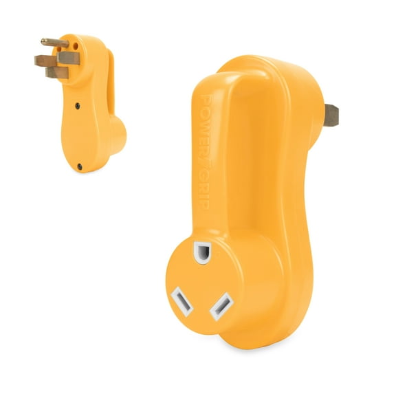 Camco 55135 Power Grip Offset RV Electrical Adapter - 50-Amp Male / 30-Amp Female