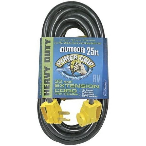 Camco Power Grip 30 Amp Extension Cord With Handles - 25' Black - Camper Cord 30 Amplifier