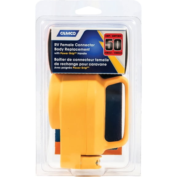 Camco 55353 - RV Trailer Camper Electrical Power Grip Replacement Receptacle 50A — Indoor & Outdoor Use, NEC-Compliant