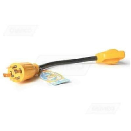 Camco Power Grip Generator Adapter 55382 - 30 Amp Locking 4-Prong Male to Standard Female - 12"