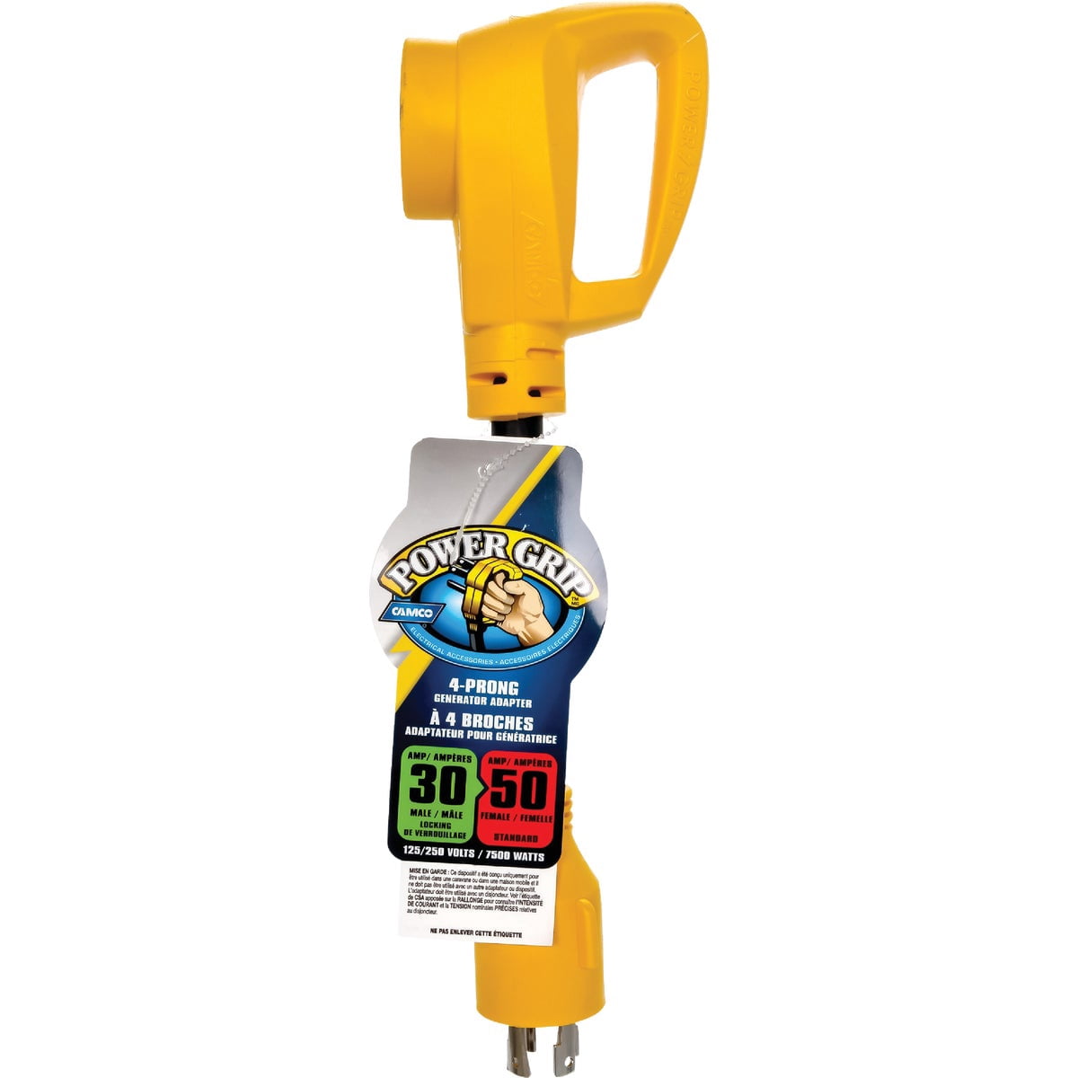 Camco 55422 Power Grip RV Generator Adapter, 4-Prong, 12-in, 50-Amp - Quantity 6