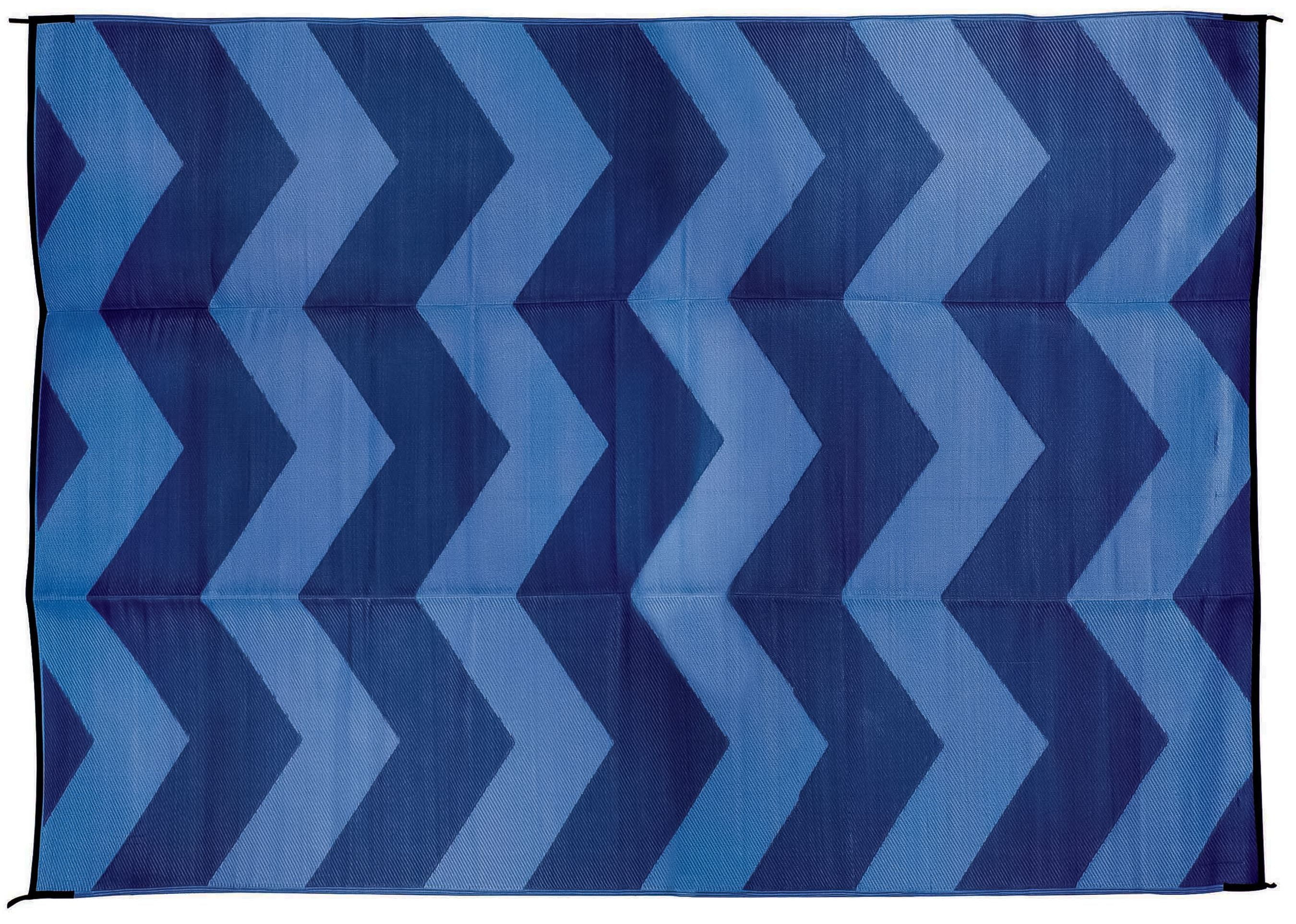 Camco 6' x 9' Reversible RV Outdoor Mat, Camping Mat, Blue Chevron
