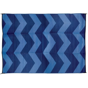 Camco 6' x 9' Reversible RV Outdoor Mat, Camping Mat, Blue Chevron