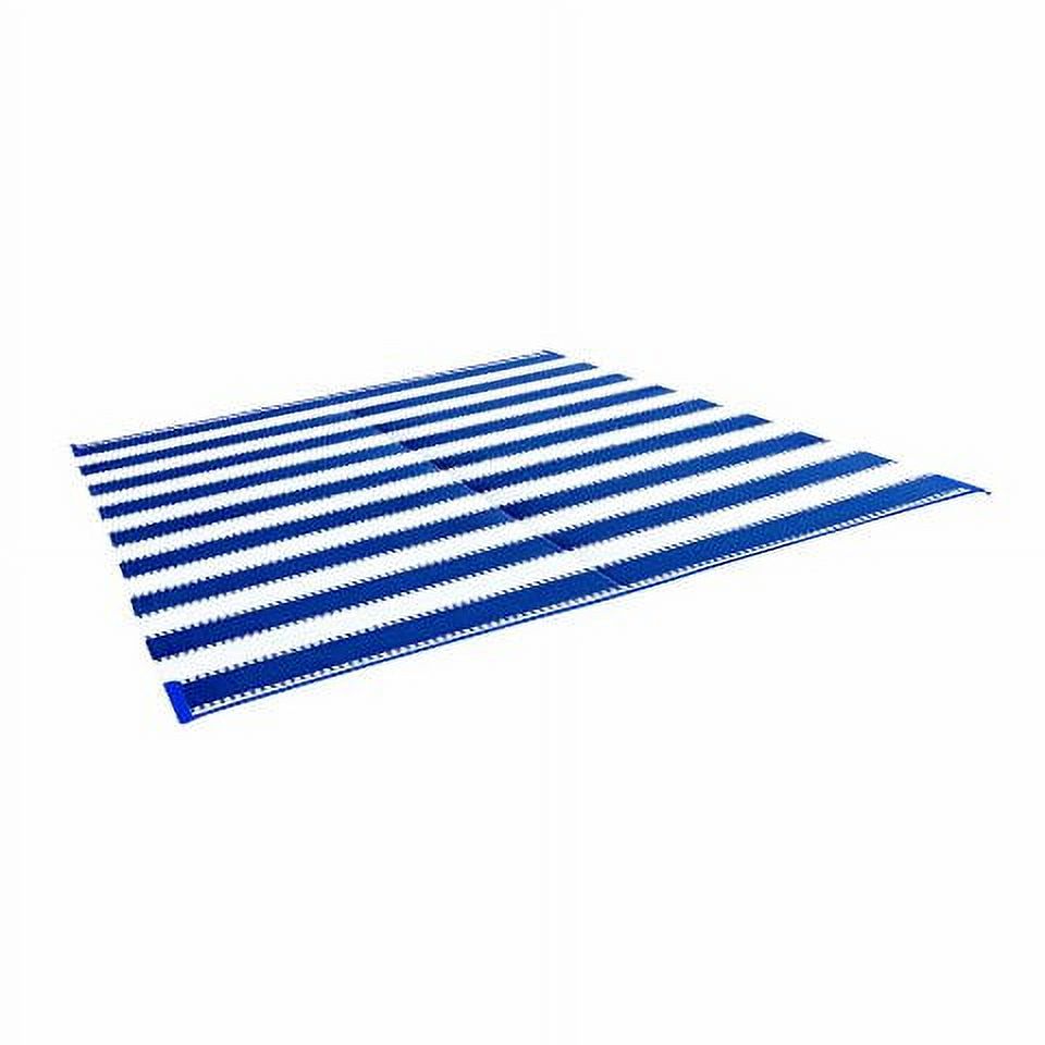Camco 6' x 9' Reversible RV Outdoor Mat, Camping Mat, Blue Stripe - image 1 of 7