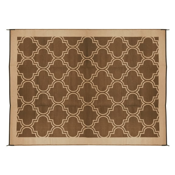 Camco 6' x 9' Reversible RV Outdoor Mat, Camping Mat, Brown / Tan Lattice