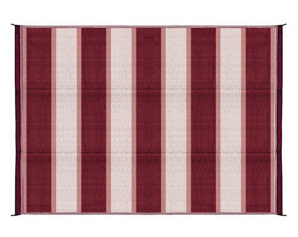 Camco 6' x 9' Reversible RV Outdoor Mat, Camping Mat, Burgundy Stripe - image 1 of 3