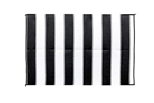 Camco 6'x9' Outdoor Mat with UV Protection, Charcoal Stripe