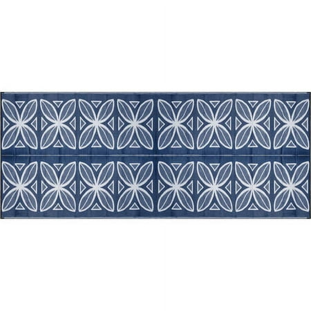 Camco 8' x 20' Reversible RV Outdoor Mat, Camping Mat, Blue Botanical