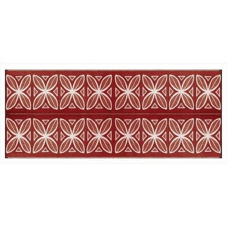 Camco 8' x 20' Reversible RV Outdoor Mat, Camping Mat, Burgundy Botanical