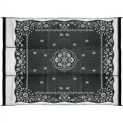 Camco 9' x 12' Reversible RV Outdoor Mat, Camping Mat, Charcoal Oriental