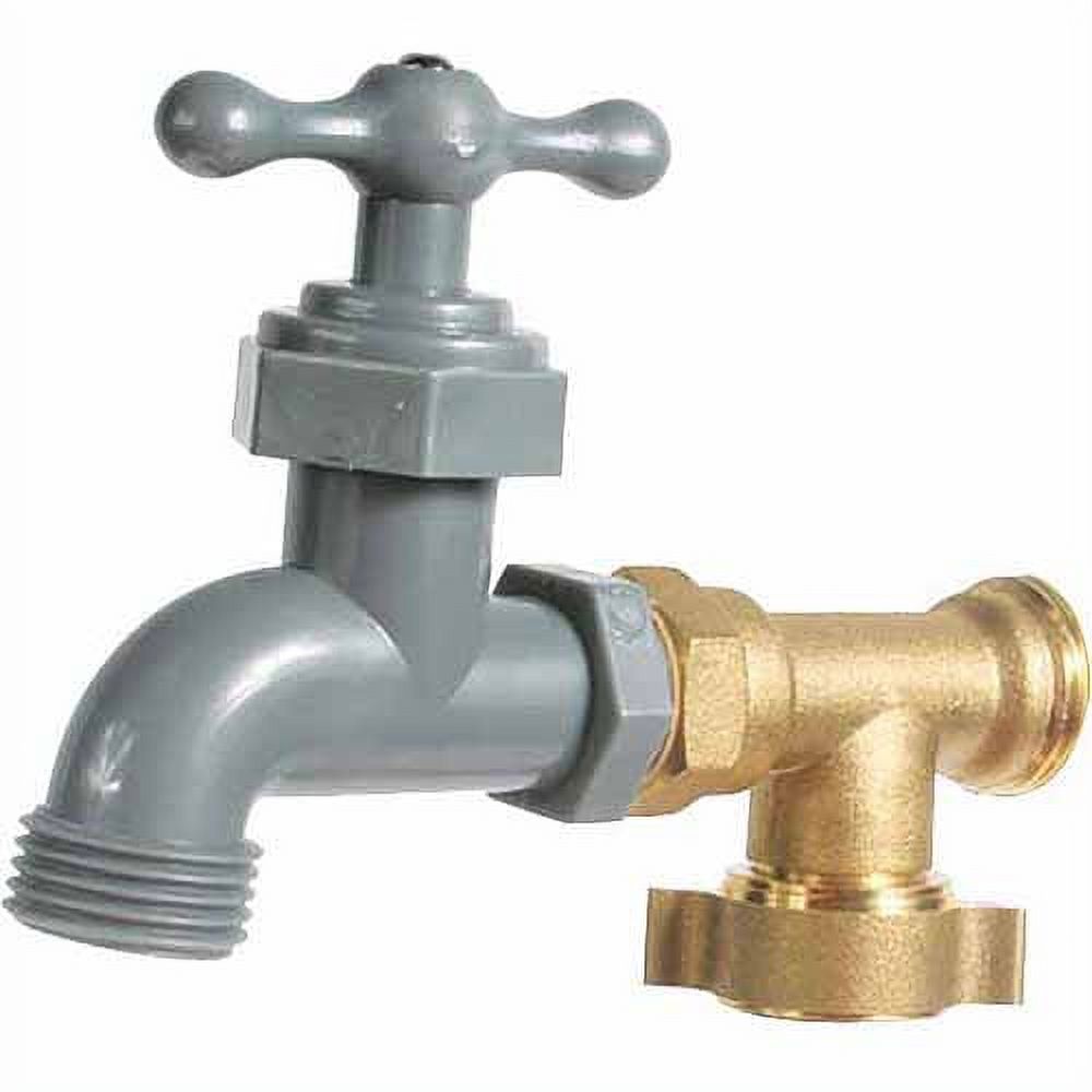 Camco 90 Degree Water Faucet,  Connects to Your RV's Fresh Water Inlet, Brass and Pewter(22463) - image 1 of 7