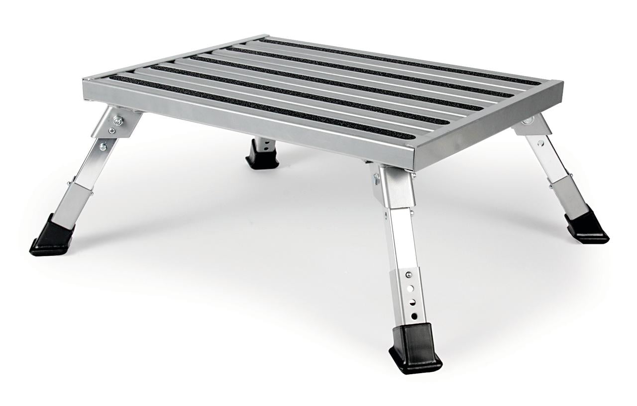 On The Road RV Heavy Duty Folding Step with Adjustable Legs