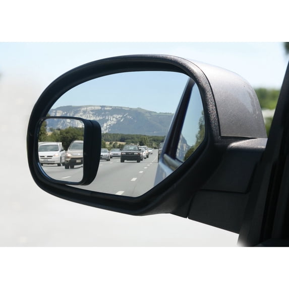 Camco Blind Spot Mirror | 3.25-inches x 3.25-inches Wide Angle Convex | Black and Silver (25623)