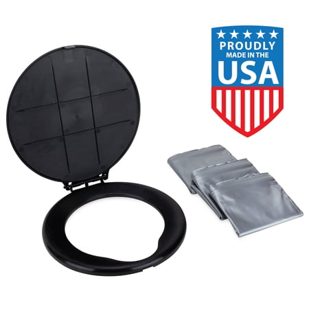 Camco RV Toilet Bucket with Lid and Leak Proof Waste Bags (41546)
