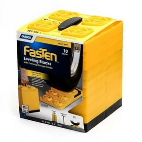 Camco CA321505 Yellow 2," RV Leveling Blocks Interlocking with T-Handle, 10 Pack