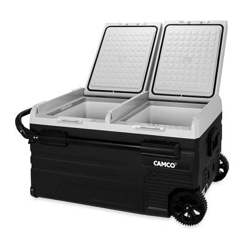 Camco Black Dual Zone Portable Fridge Freezer with Bluetooth