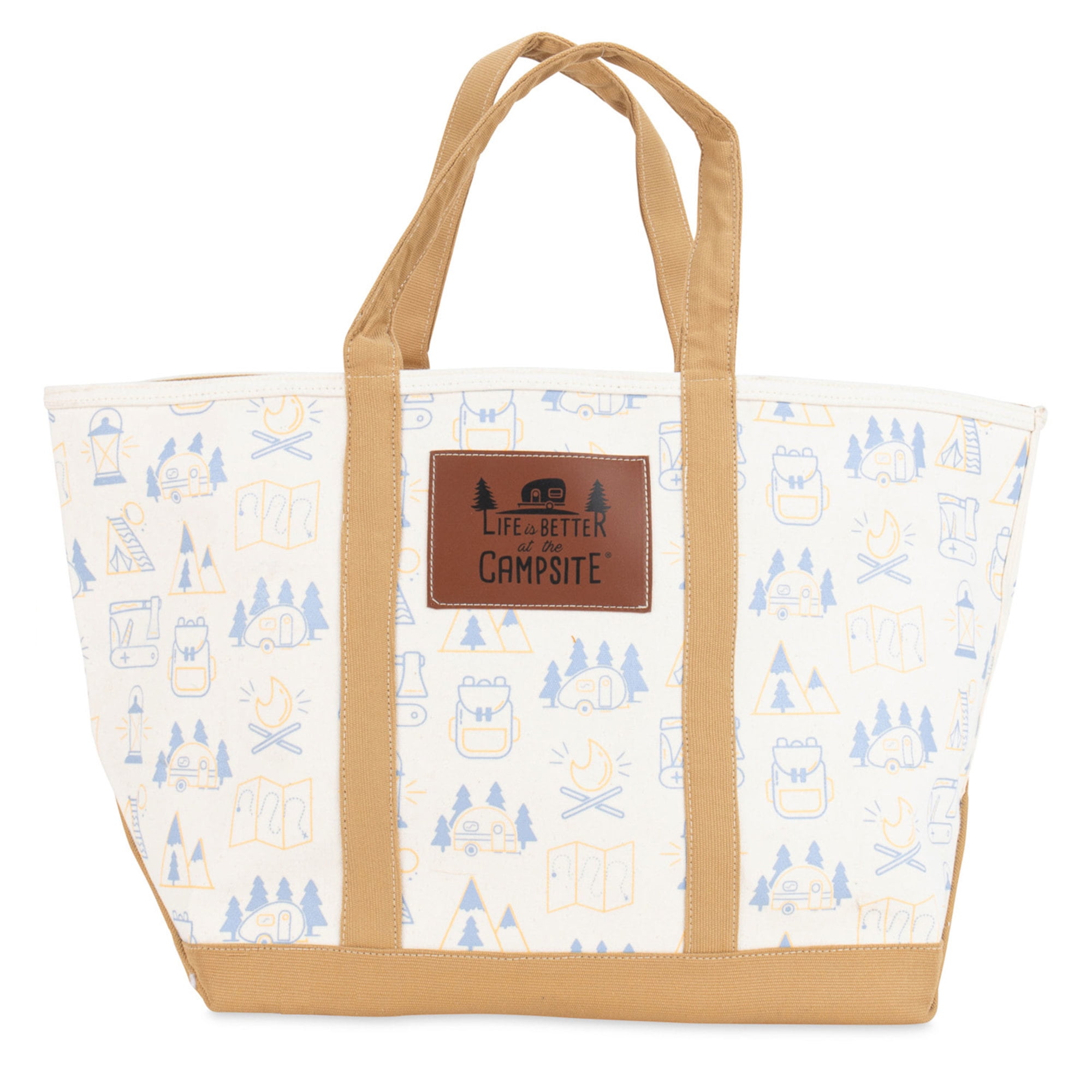 Camco "Life Is Better At The Campsite" Neoprene Can Sleeve - Fits 12 Oz Cans, Teal Blue Retro Camper Design