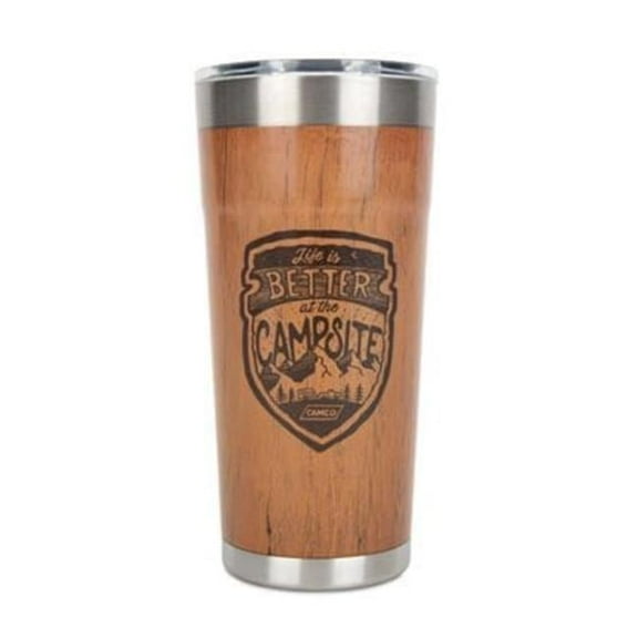 Camco CMC53327 20 oz Libatc Wrapped Tumbler, Wood Grain