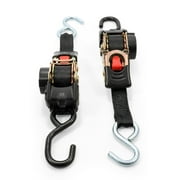 Camco Camper/RV 6-Foot Retractable Transom Tie Down Straps | Bolt-On Design to Mount Straps Directly to Trailer | 1,500 lb Break Strength | Set of 2 50033