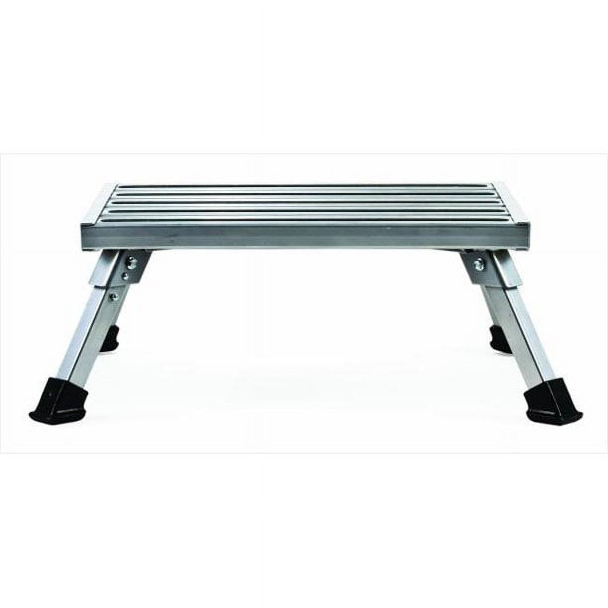 Silver Aluminum Foldable Platform Step Stool with Non-Slip Rubber Feet