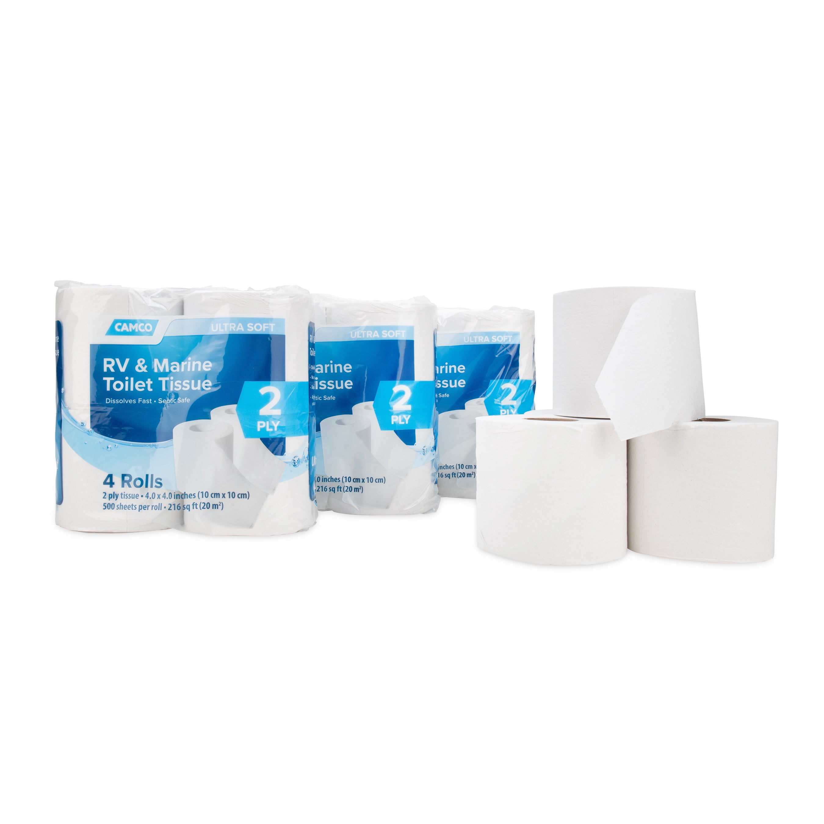 Camco Marine & RV Toilet Paper, 2-Ply, 16-Rolls (500 Sheets Per Roll) (40282)