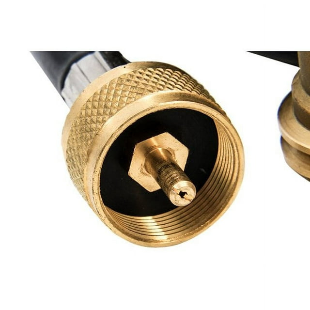 Camco Camper/RV Propane 3-Port Brass Tee with 12-Ft Propane Hose | Includes a Female POL, Excess Flow Soft Nose POL & 1"-20 Male Throwaway Cylinder Thread (59103)