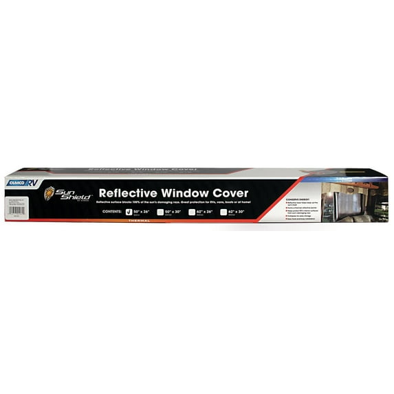 Camco Camper/RV Reflective Window Cover | Reduce Temperatures in Trailers | Features a Lightweight Flexible Design & Measures 50-Inches x 26-Inches (45161)