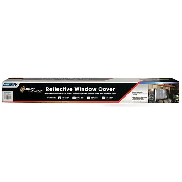 Camco Camper/RV Reflective Window Cover | Reduce Temperatures in Trailers | Features a Lightweight Flexible Design & Measures 50-Inches x 26-Inches (45161)