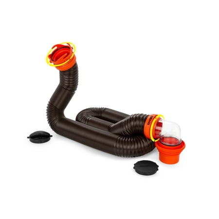Camco Camper/RV RhinoFLEX Sewer Hose Kit with 15' Hose and Swivel Fittings (39762)