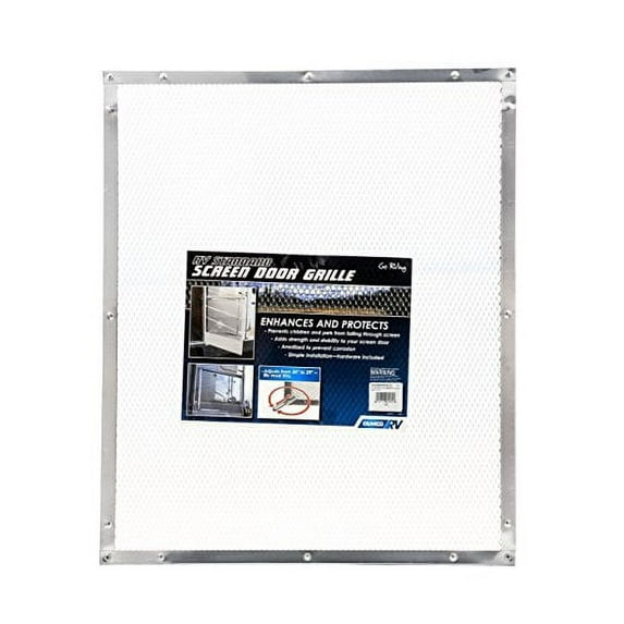 Camco Camper/RV Screen Door Mesh Grille | Features a Heavy-Duty Aluminum Design & Measures 20.25" (H) x 24.25" (W) | Includes Installation Hardware (43981)