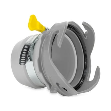 Camco Camper/RV Sewer Hose 4-Prong Bayonet Fitting | Features 3-Inch Twist-It Clamp, Pewter Grey (39210)
