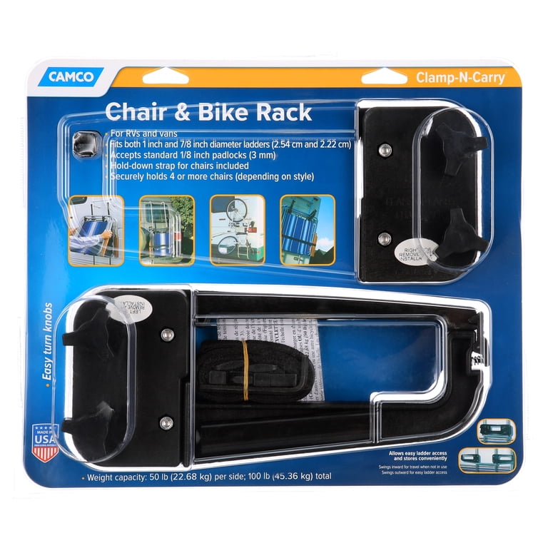 Camco, Clamp-N-Carry Lockable Chair Bike Rack, 51430, Black 