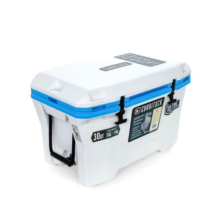 Camco Currituck 30-Quart Premium Cooler | Features an Ultra-Durable Design with Stainless Steel Hardware and Impact Modified Polypropylene Resin and Holds Up to 28 Cans and 18lbs of Ice (51711)