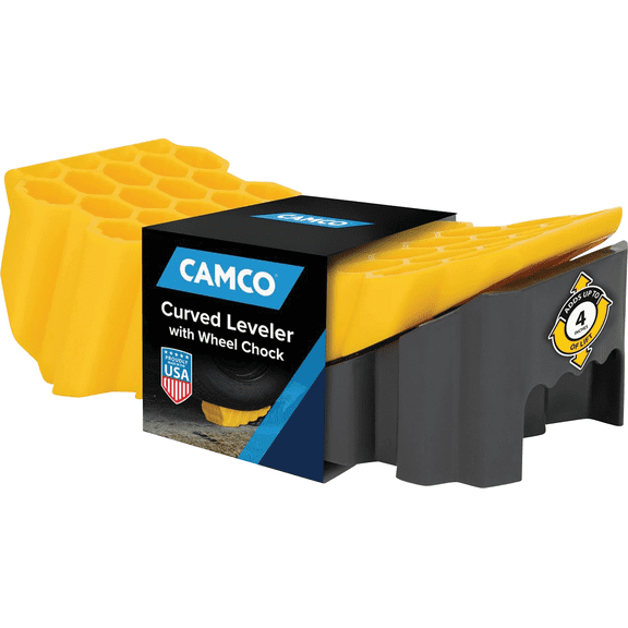 Camco Curved Leveler and Wheel Chock - Single Pack Residential Use, Standard Application