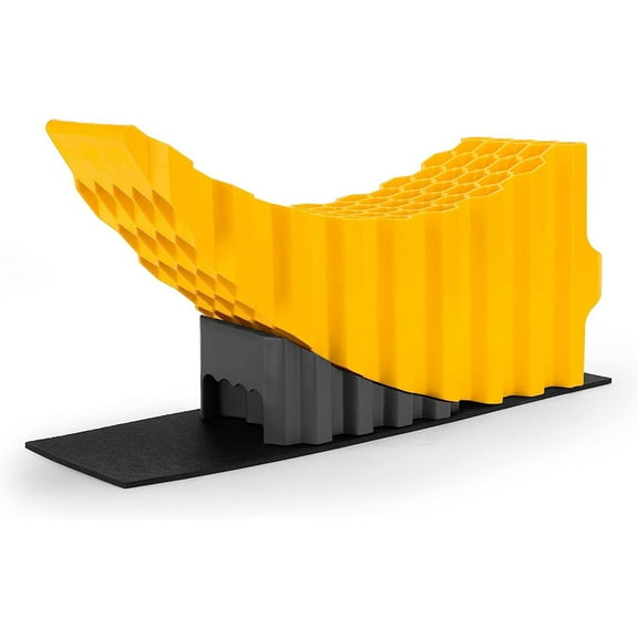 Camco Curved Trailer Aid w/Chock & Pad, 6.5" Lift for Tandem Trailer,Yellow