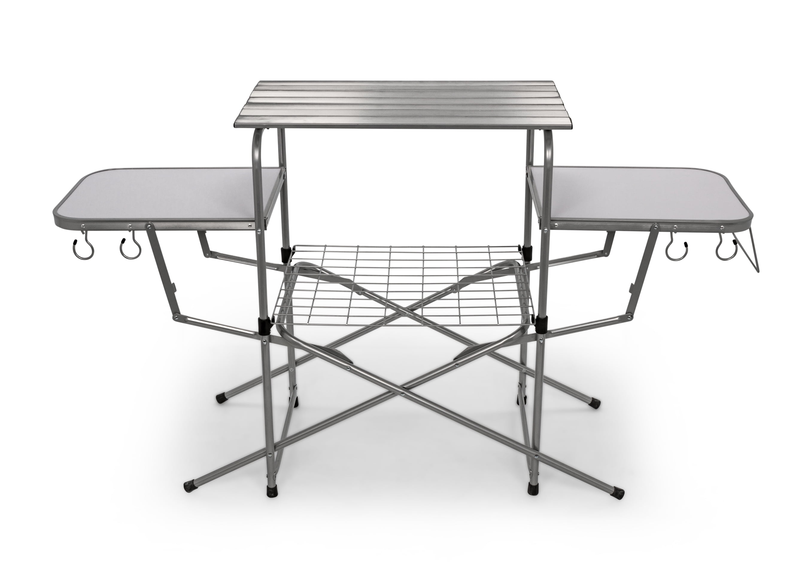 Silver Deluxe 32" Portable Folding Grill Table with Carrying Case