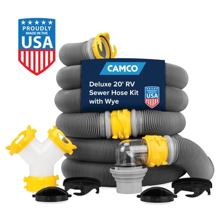 Camco 20-Foot RV Sewer Hose Kit â€“ 18 Mil HTS Vinyl, Multi-Color (39666)
