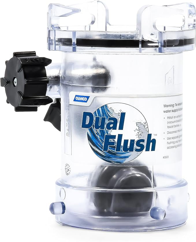 Camco Dual Flush RV Holding Tank Rinser (39072)Two-Way Jet Cleaning Action, 5-inches