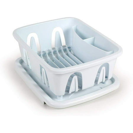 Camco Durable Mini Dish Drainer Rack and Tray Perfect for RV Sinks, Marine Sinks, and Compact Kitchen Sinks- White 43511