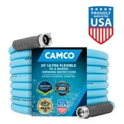 Camco EvoFlex 25-Foot RV Drinking Water Hose - Stainless Steel Strain Reliefs Ends, Blue (22594)