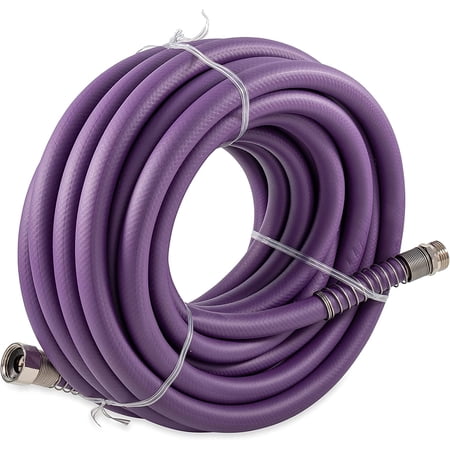 Camco EvoFlex 50-Foot Camper/RV Drinking Water Hose | Features an Extra Flexible Design with Stainless Steel Strain Relief Ends | Lead-Free, BPA-Free & Phthalate-Free | Purple (22586)