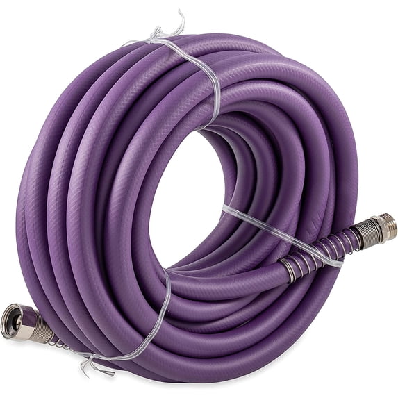 Camco EvoFlex 50-Foot Camper/RV Drinking Water Hose | Features an Extra Flexible Design with Stainless Steel Strain Relief Ends | Lead-Free, BPA-Free & Phthalate-Free | Purple (22586)