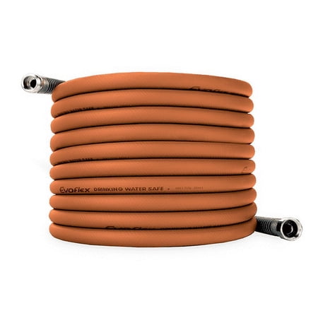 Camco EvoFlex 50-Foot Camper/RV Drinking Water Hose | Features an Extra Flexible Design with Stainless Steel Strain Relief Ends | Lead-Free, BPA-Free & Phthalate-Free | Brick Color (22587)
